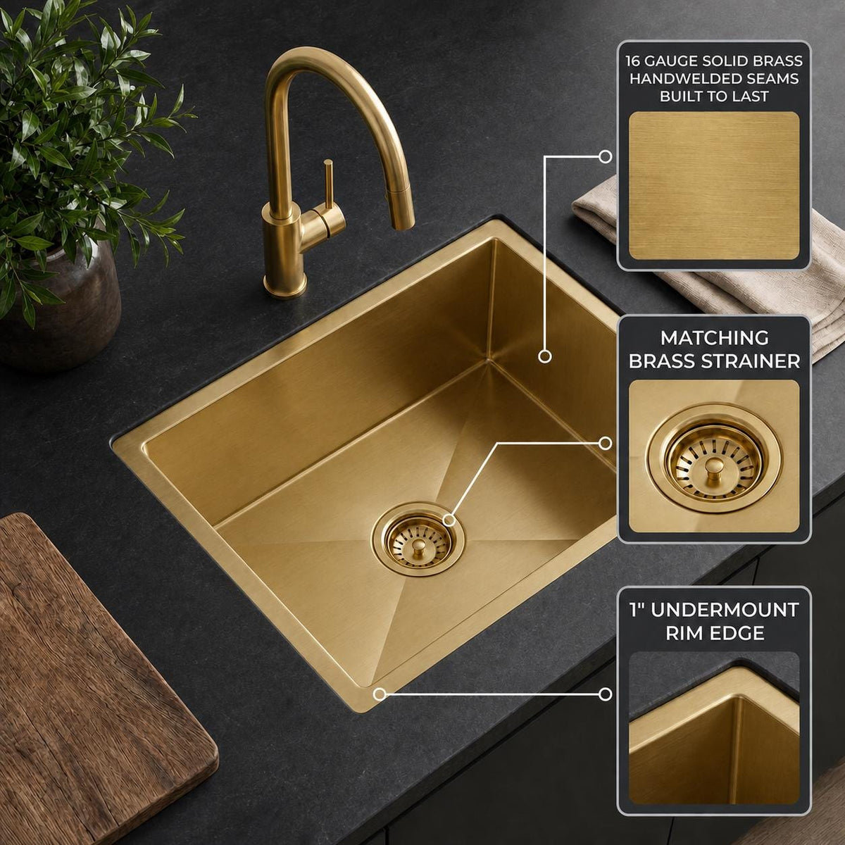 Unlacquered Brass Undermount Bar Sink