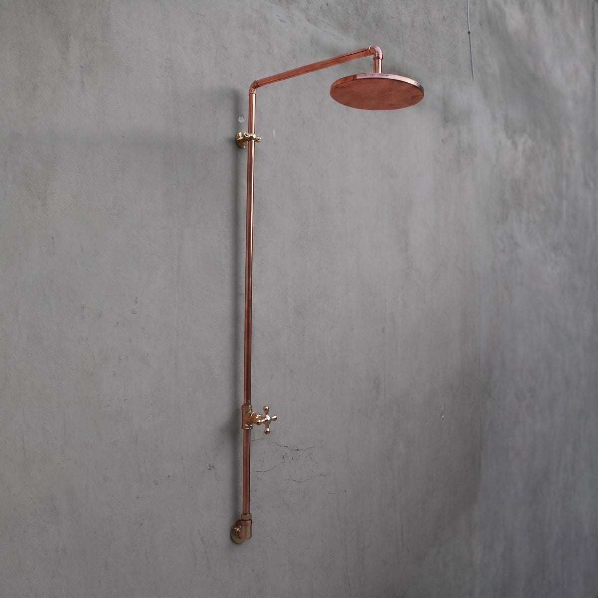 Solid Copper Outdoor Shower with Brass Fixtures