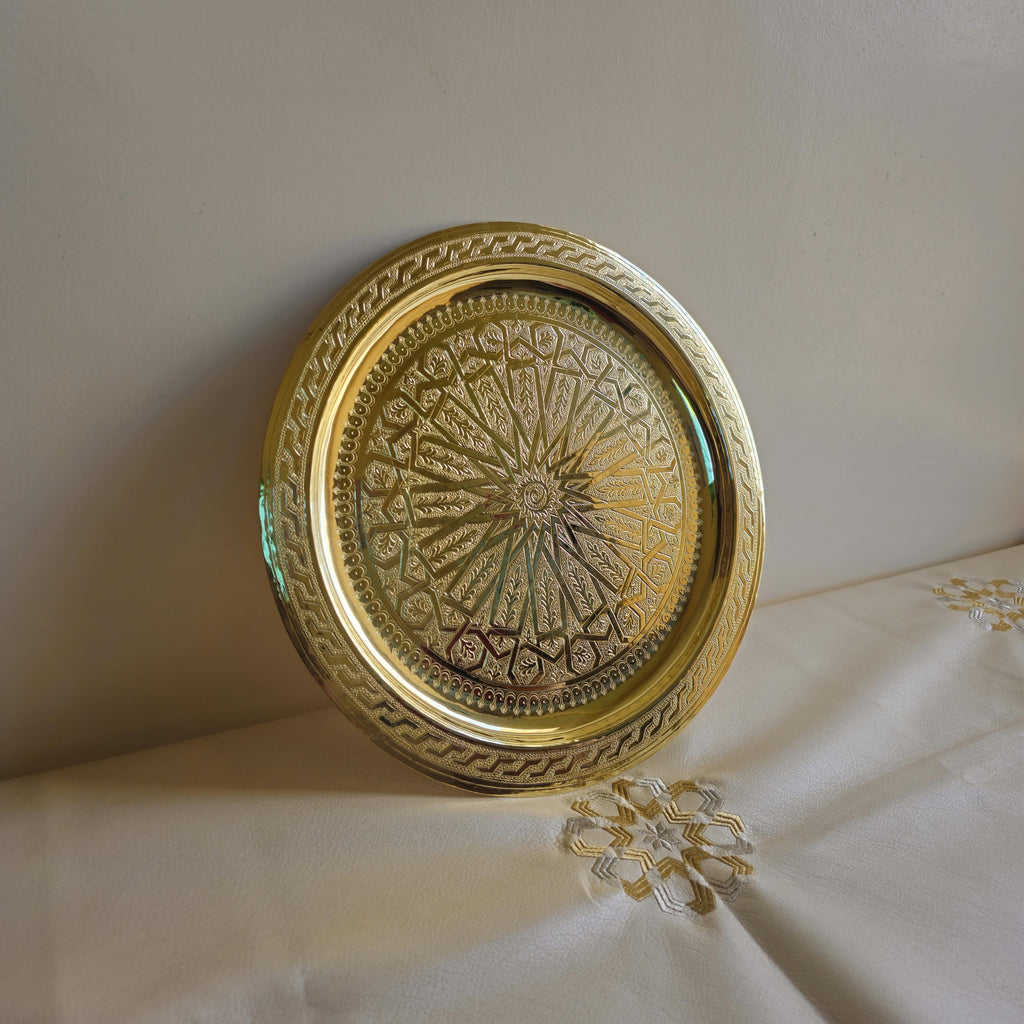 Hand Engraved Moroccan Brass Serving Tray