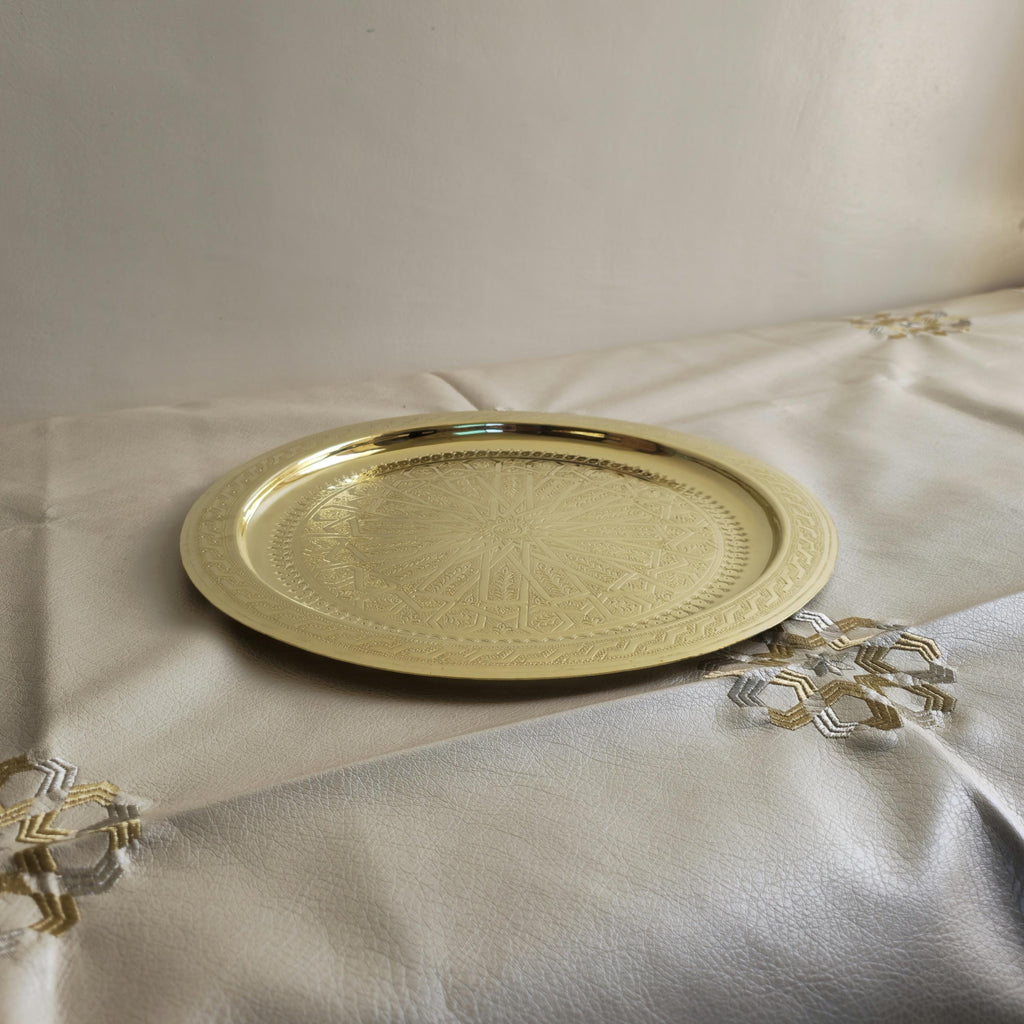 Hand Engraved Moroccan Brass Serving Tray