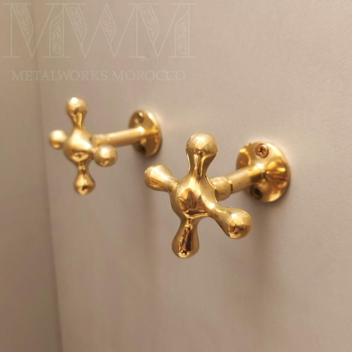 Set of 2 Unlacquered Brass Towel Hooks – Solid Brass Wall Hooks for Bathroom, Kitchen & Entryway