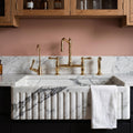 Unlacquered Brass Bridge Kitchen Faucet with Side Sprayer