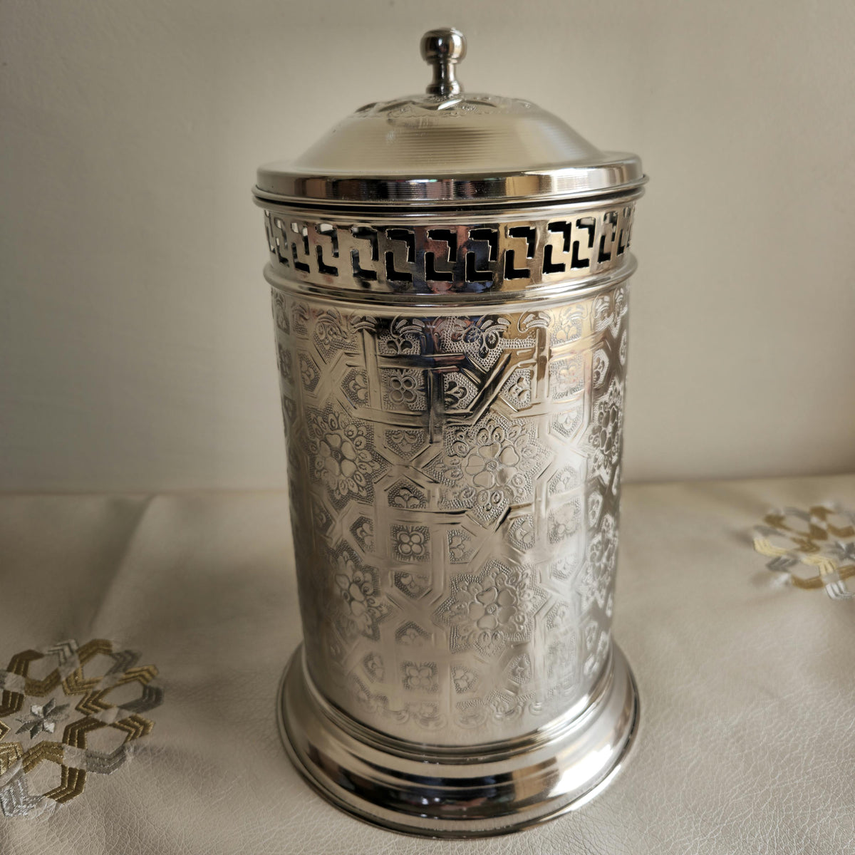 Silver Wastebasket