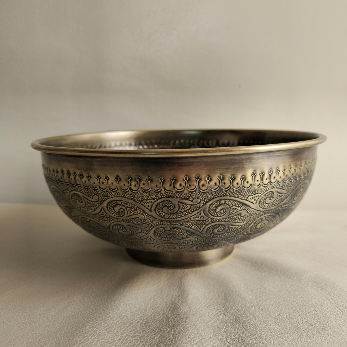 Hand-Engraved Antique Brass Vessel Sink