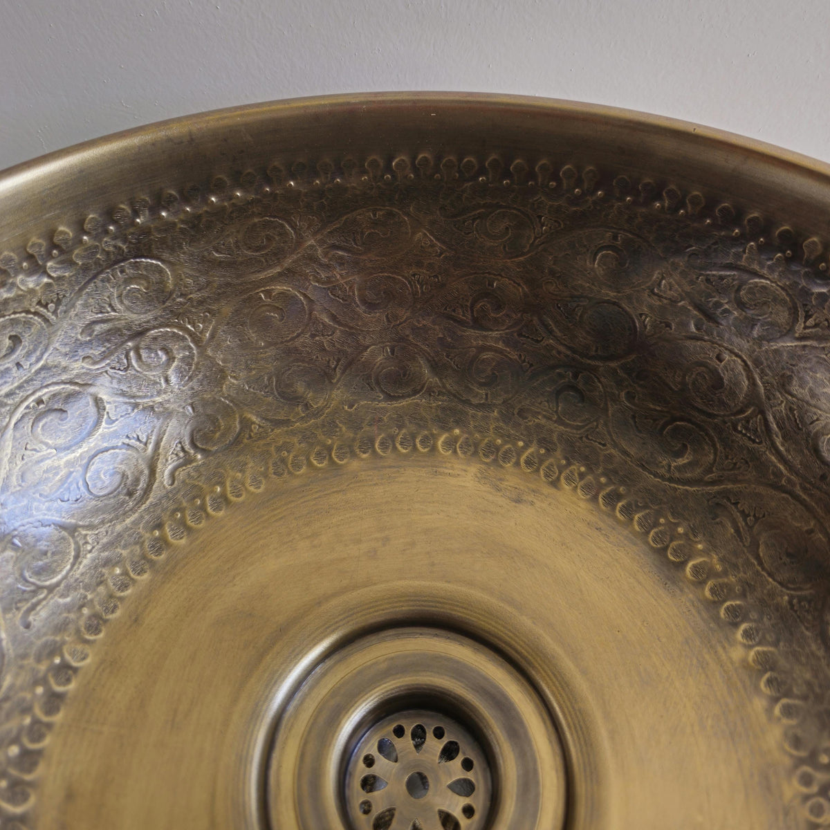 Hand-Engraved Antique Brass Vessel Sink