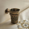 Antique Brass Toothbrush Holder, Wall Mounted Moroccan Bathroom Cup, Handmade Engraved Tumbler Organizer