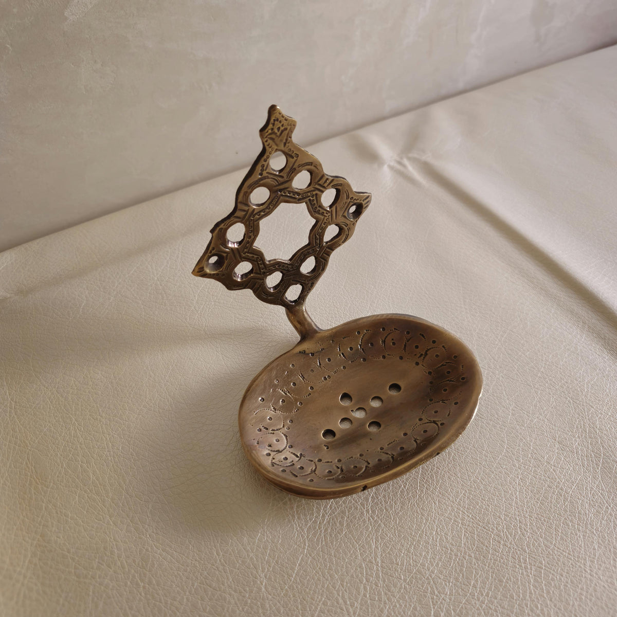Handmade Brass Soap Dish – Moroccan Star Wall Mount