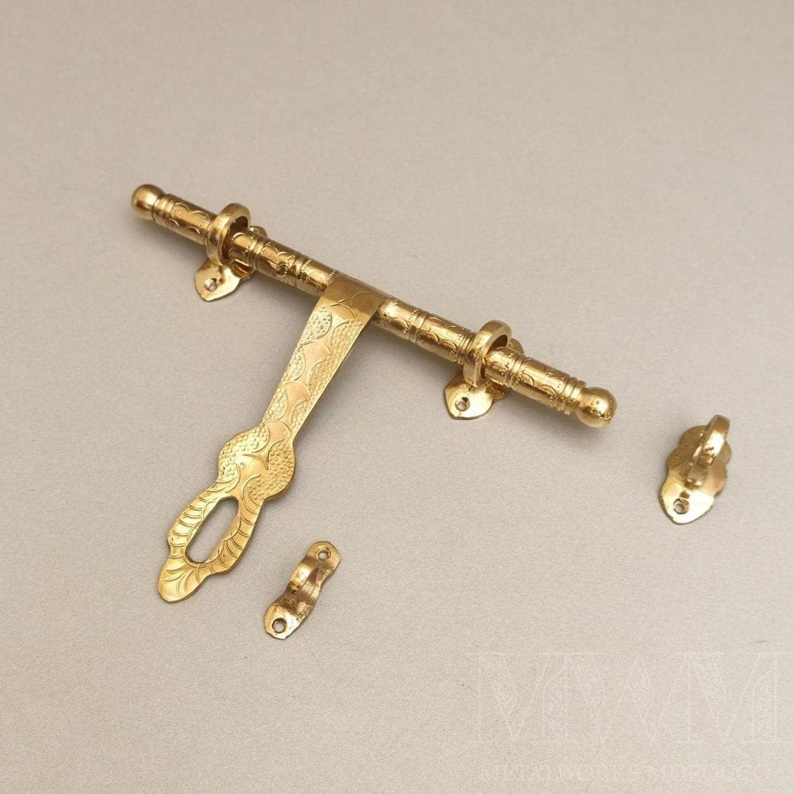 Etched Brass Sliding Door Bolt 6, 8, 10, 12 inch - Handmade Door Latch