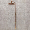 Unlacquered solid copper shower, outdoor shower, copper outdoor shower, copper shower, copper shower head, copper, outdo