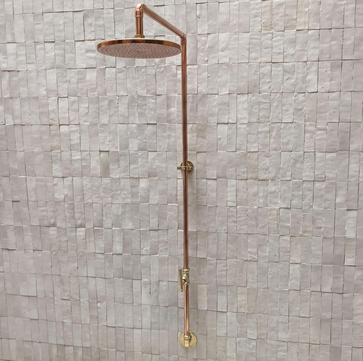 Unlacquered solid copper shower, outdoor shower, copper outdoor shower, copper shower, copper shower head, copper, outdo