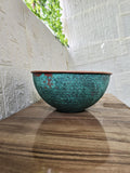 Green Patina Copper Vessel Sink, Bathroom Vanity Basin, Oxidized Copper Wash Bowl, Farmhouse Countertop Sink with Smooth