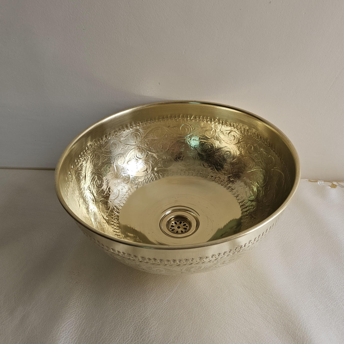 Engraved Brass Vessel Sink