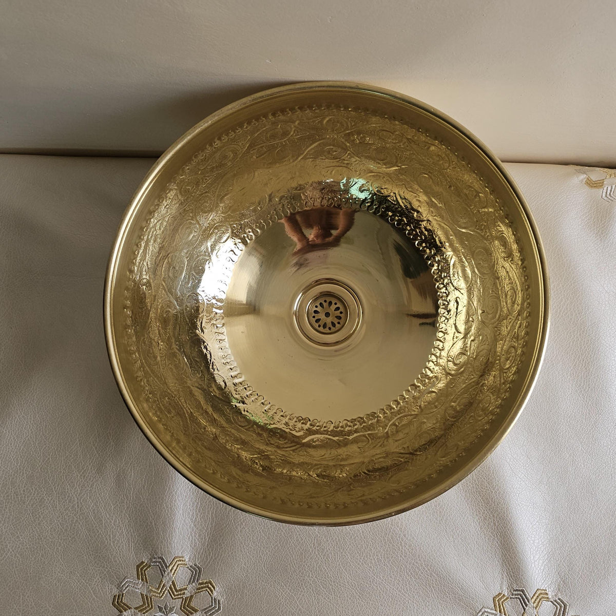 Engraved Brass Vessel Sink