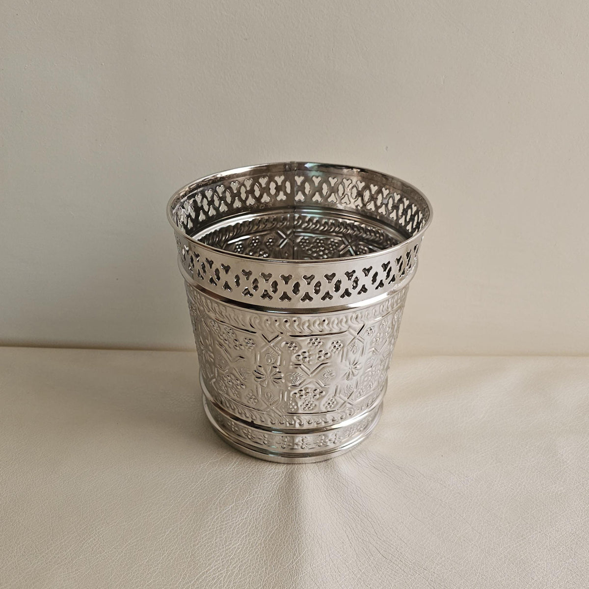 Silver Moroccan Trash Can