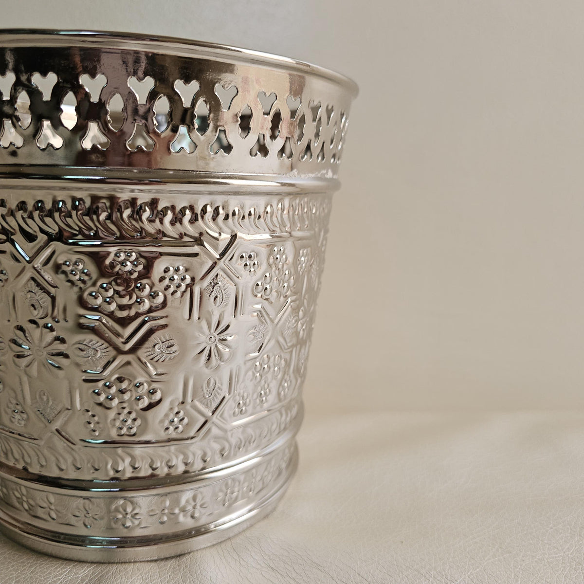 Silver Moroccan Trash Can