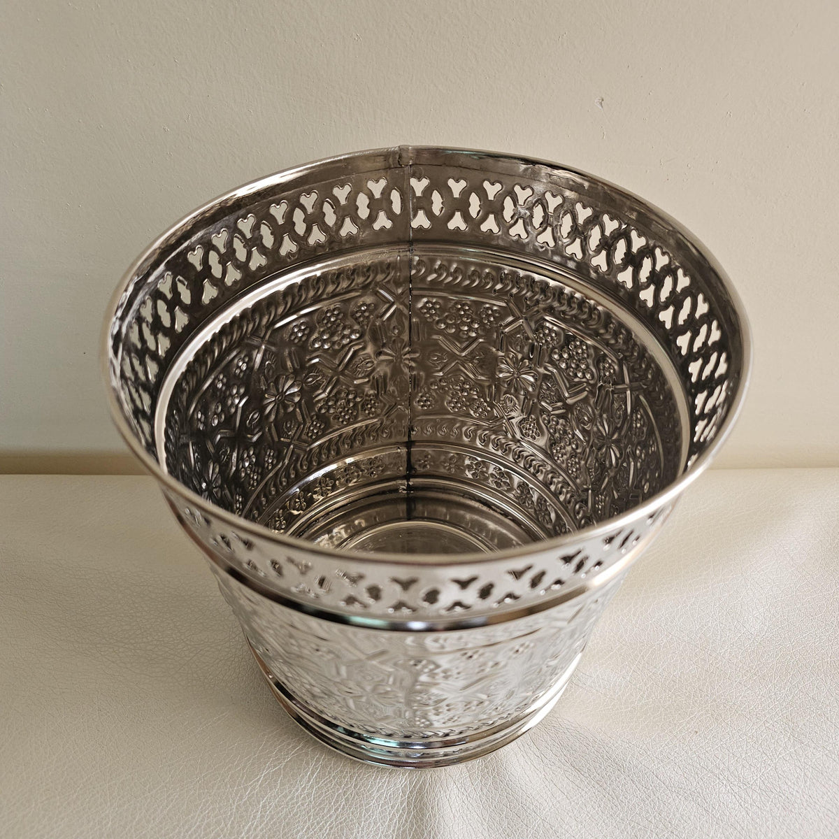 Silver Moroccan Trash Can