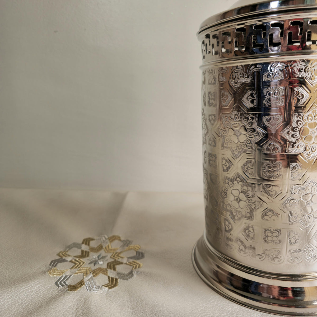 Silver Wastebasket