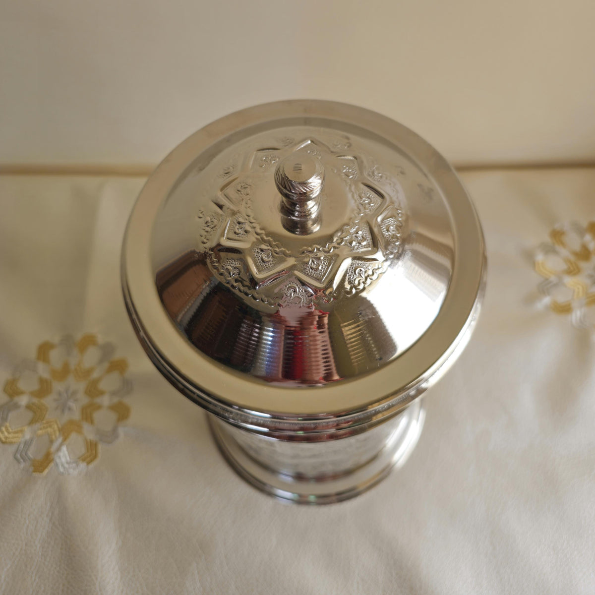 Silver Wastebasket