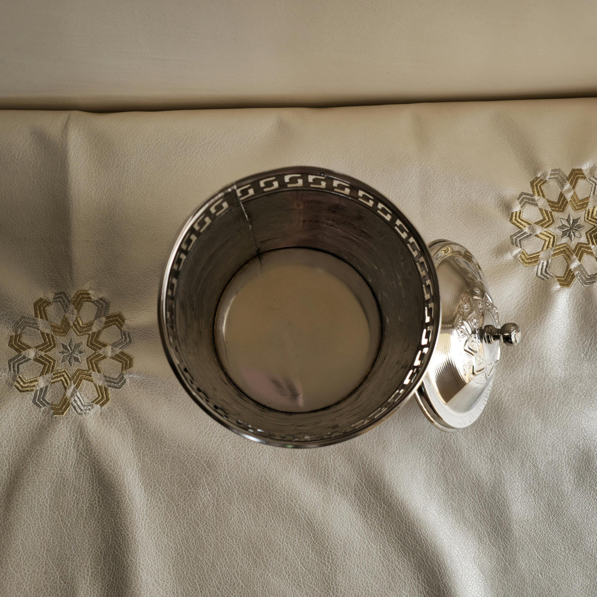Silver Wastebasket