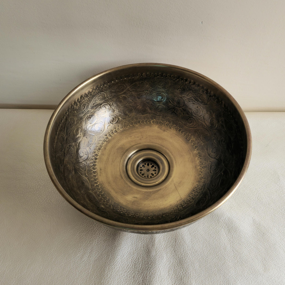 Hand-Engraved Antique Brass Vessel Sink