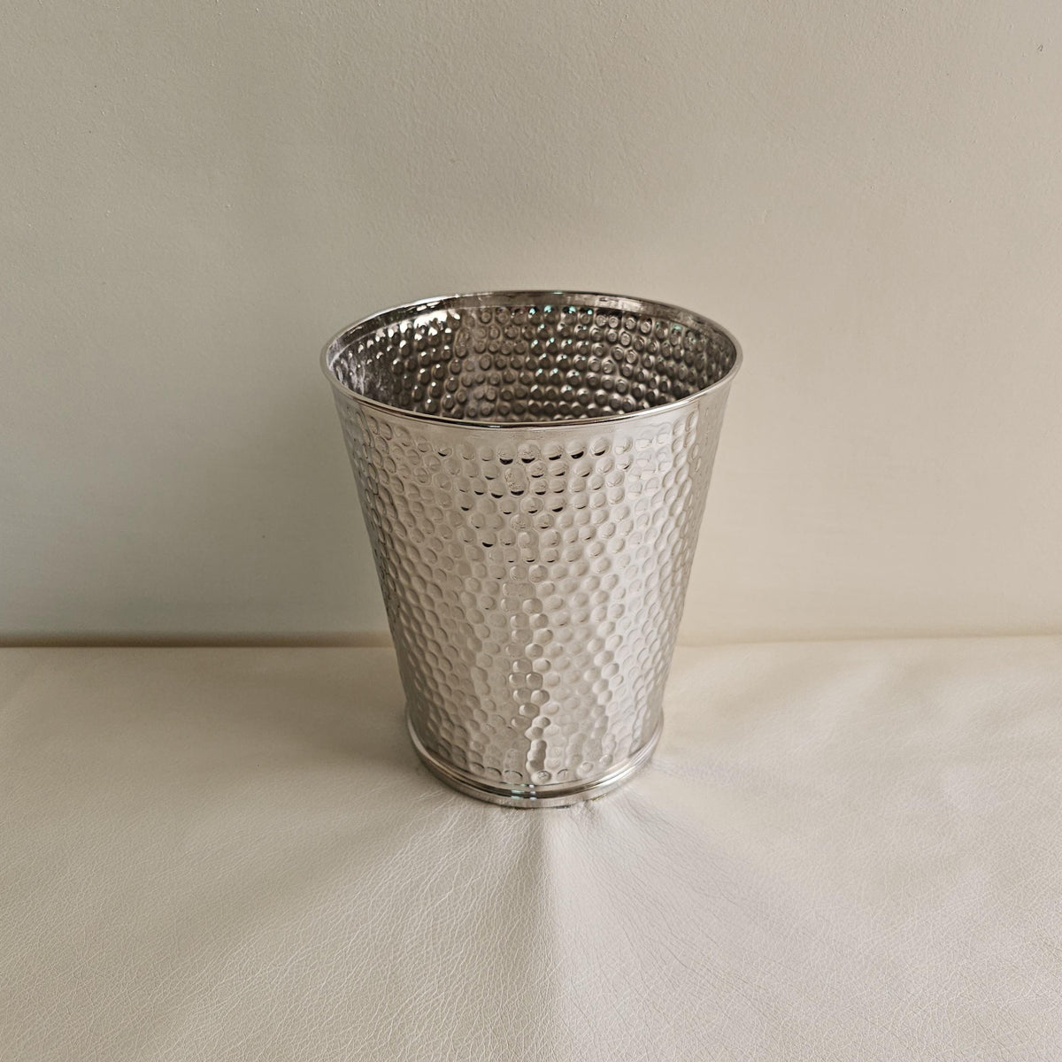 Hammered Silver Trash Can