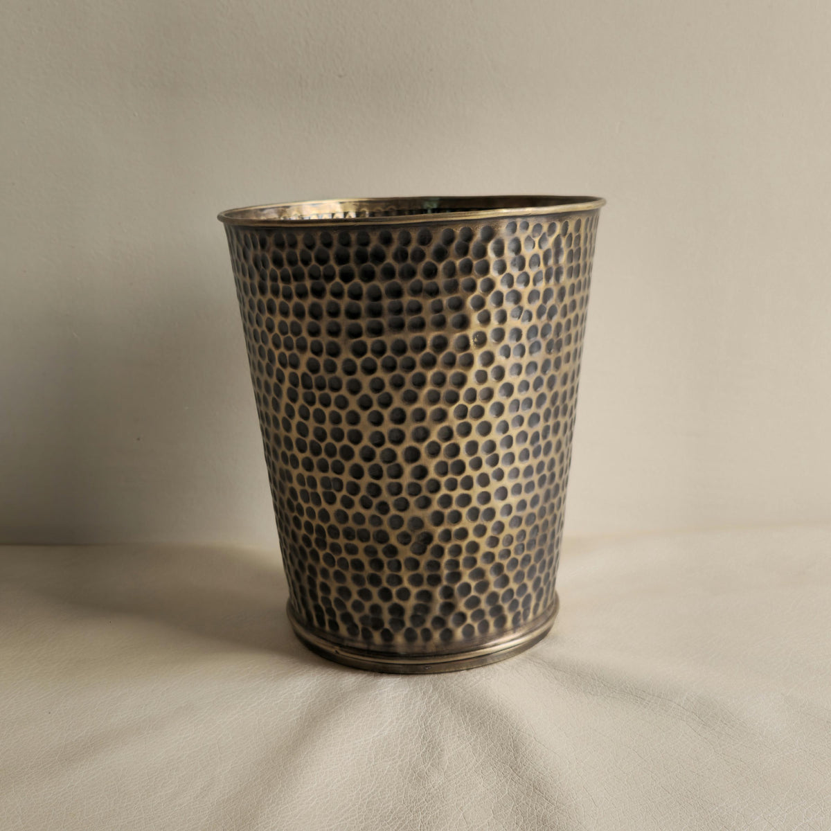 Hammered Brass Wastebasket