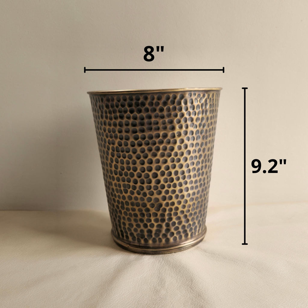 Hammered Brass Wastebasket
