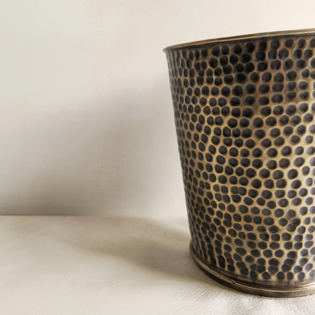 Hammered Brass Wastebasket