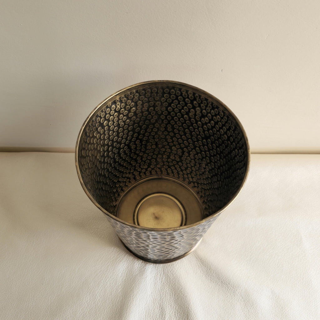 Hammered Brass Wastebasket