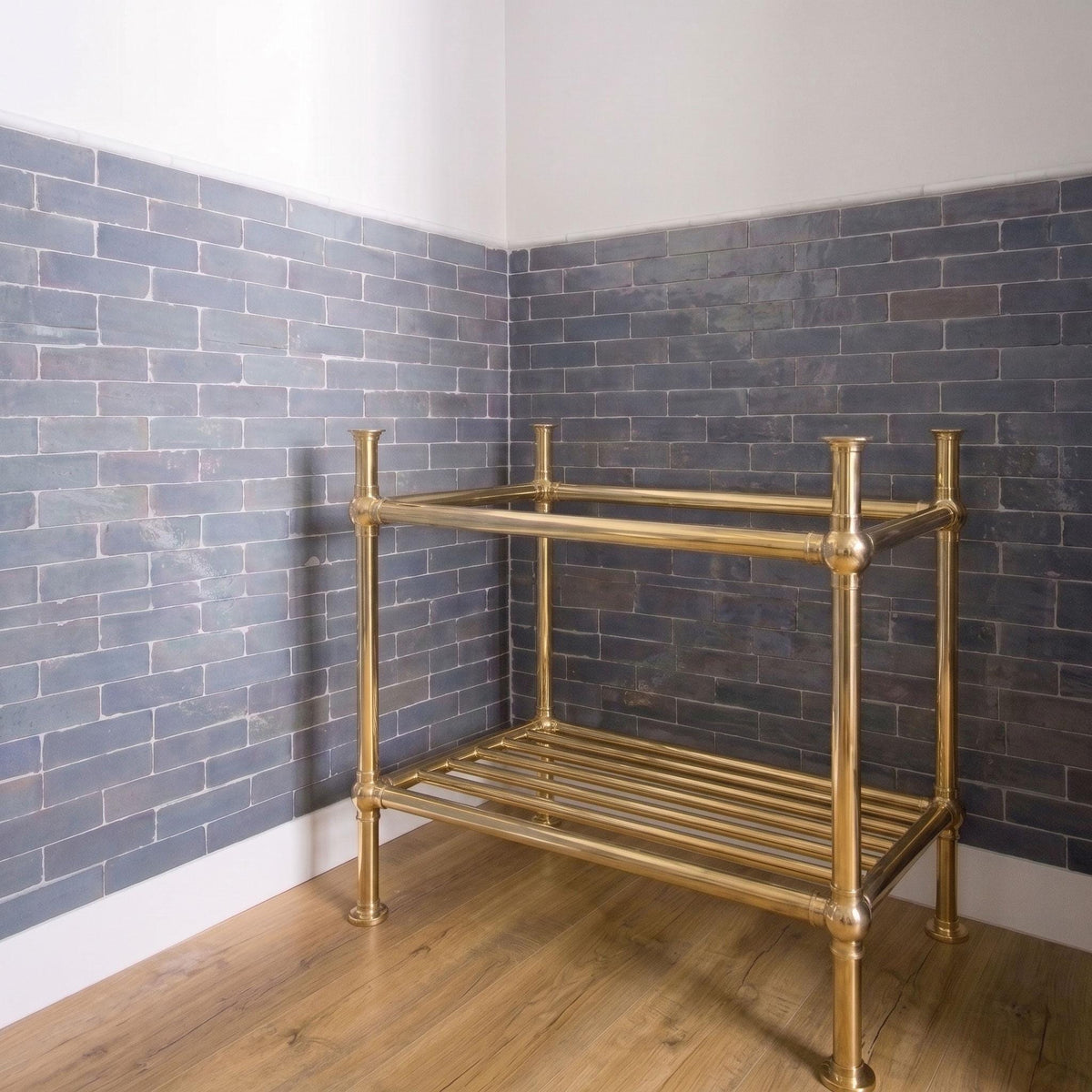 Unlacquered Brass Console Sink Frame with Shelf, Handmade Bathroom Vanity Stand, Brass Washstand Legs, Custom Sink Conso
