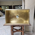 Unlacquered Brass Kitchen Sink, Handmade Rectangular Undermount Basin, Custom Size Bar & Bathroom, Living Finish
