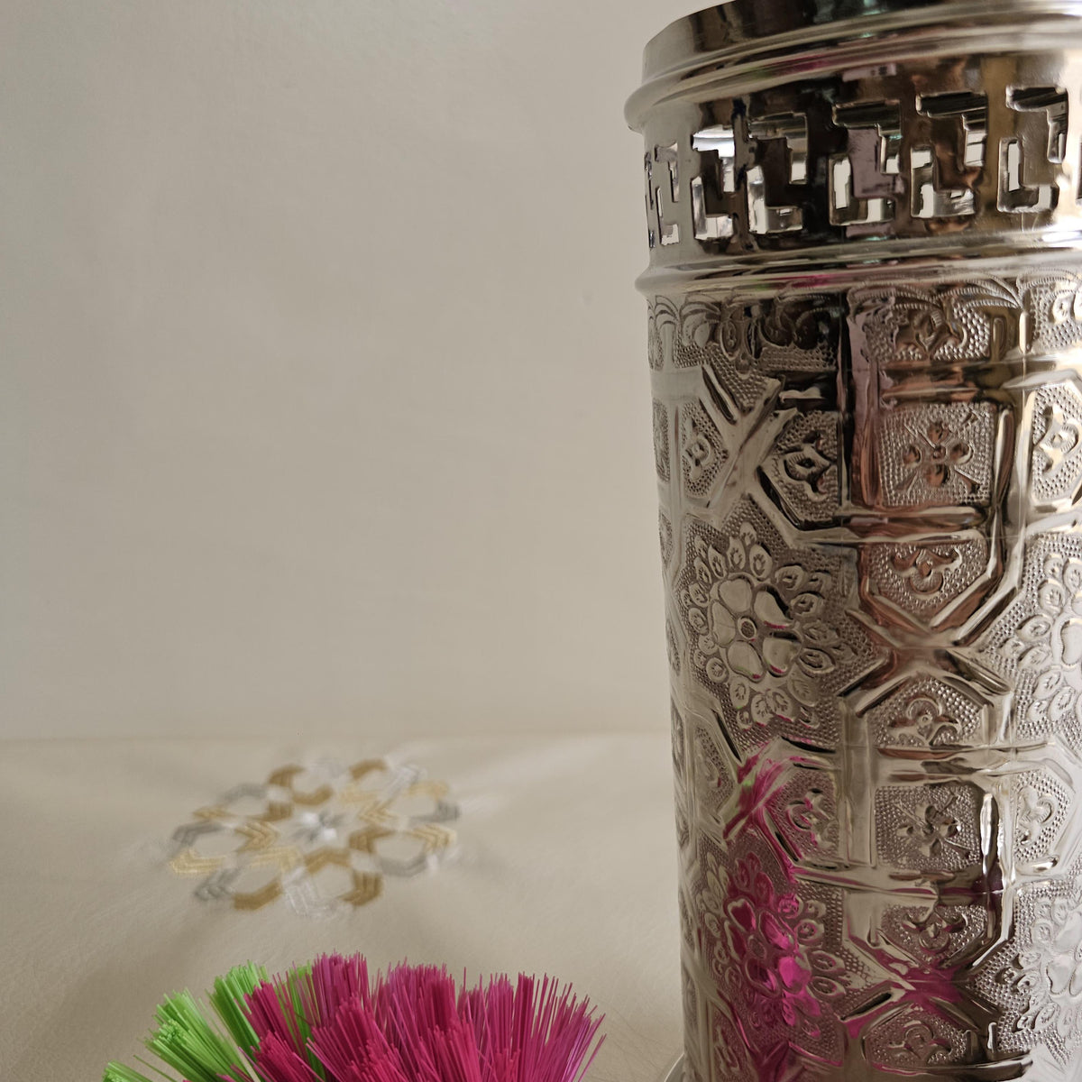 Toilet Brush Holder – Silver Moroccan Bathroom Decor