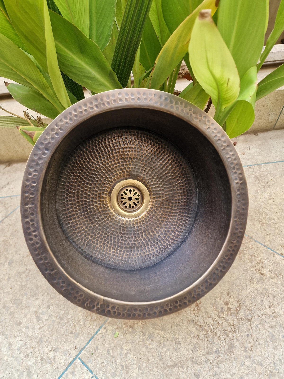 Round Aged Brass Bar Sink