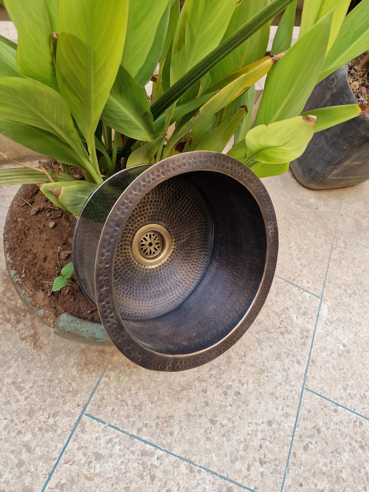 Round Aged Brass Bar Sink