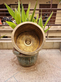 Handmade Aged Brass Bar Sink, Round Hammered Prep Basin, Unlacquered Brass Kitchen Wet Bar Sink