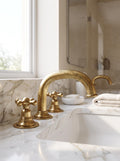 Unlacquered Brass Widespread Bathroom Faucet- 3 Hole Vanity Mixer Tap