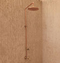 Copper Outdoor Shower System with Brass Bib Tap – Unlacquered Exposed Pipe Rain Shower for Garden, Pool & Patio, Housewa