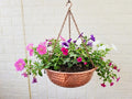 Solid Copper Hanging Basket, Hammered Hanging Flower Pot with Chain, Rustic Outdoor Patio Decor, Indoor Plant Hanger, Bo
