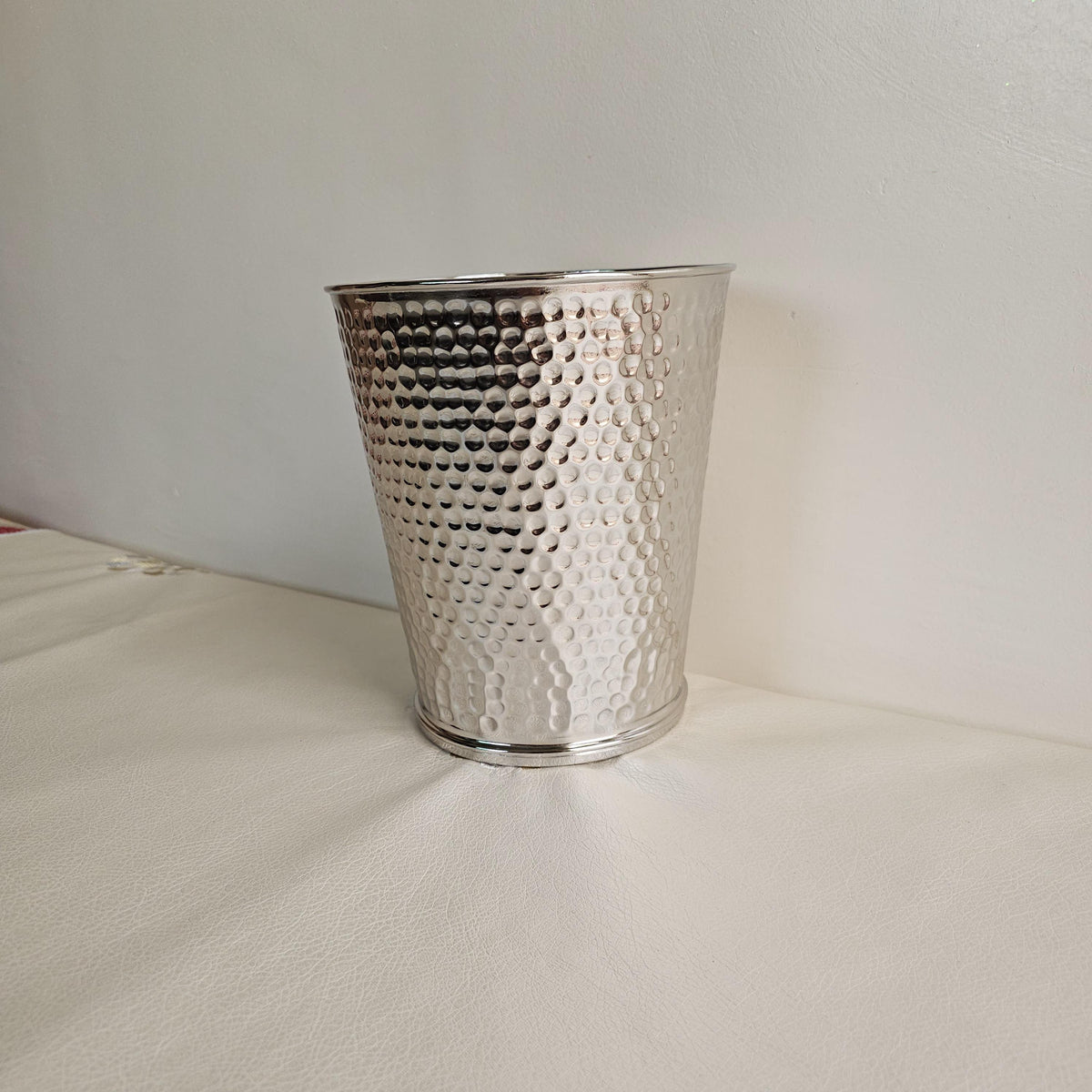 Hammered Silver Trash Can