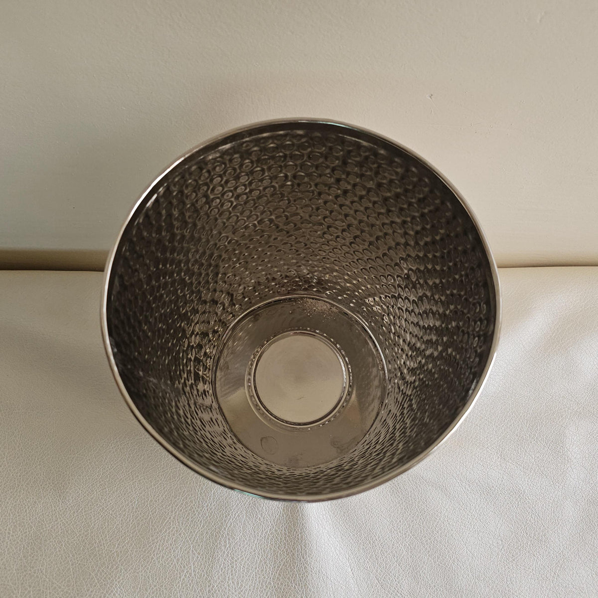 Hammered Silver Trash Can