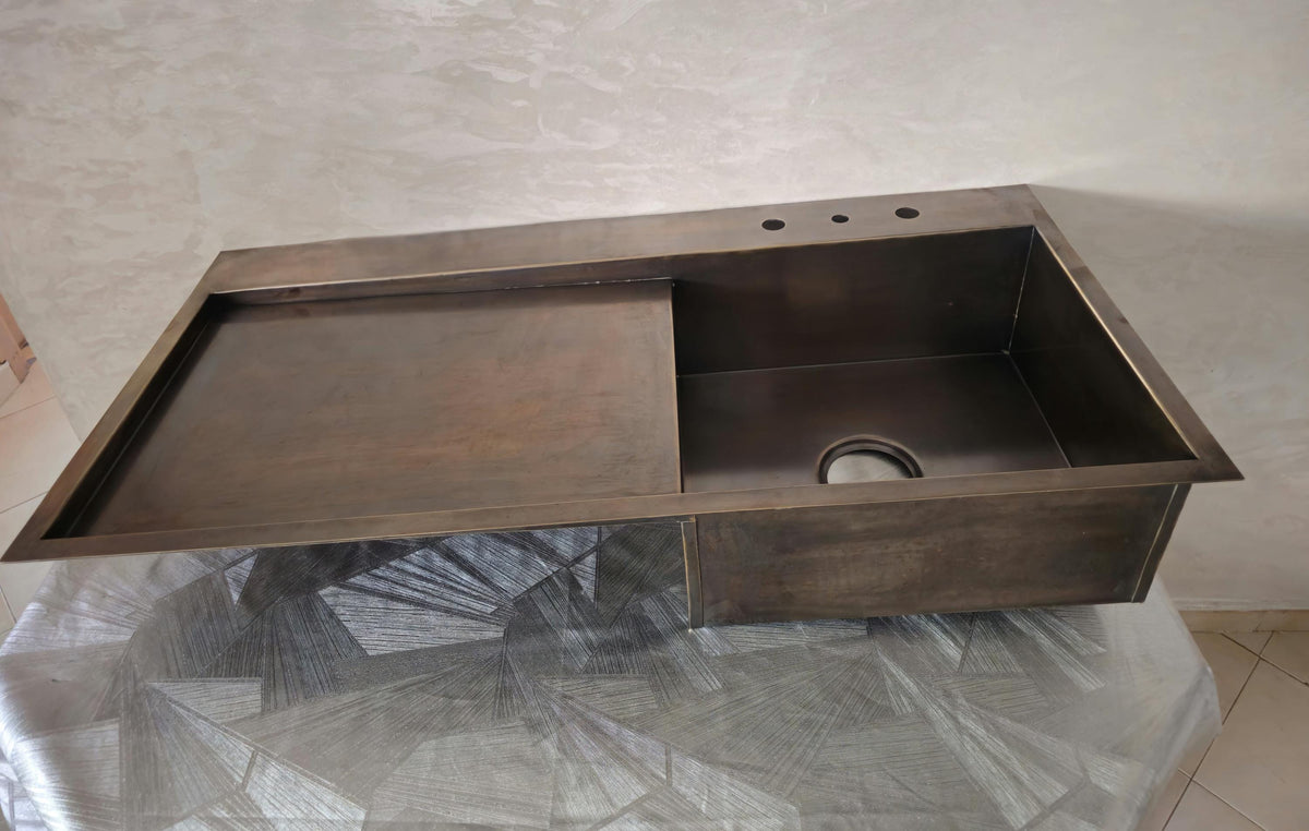 Brass Kitchen Sink with Drainboard