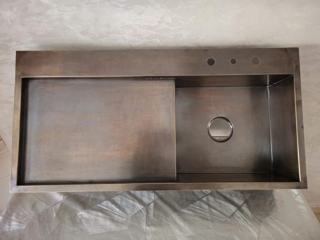 Brass Kitchen Sink with Drainboard