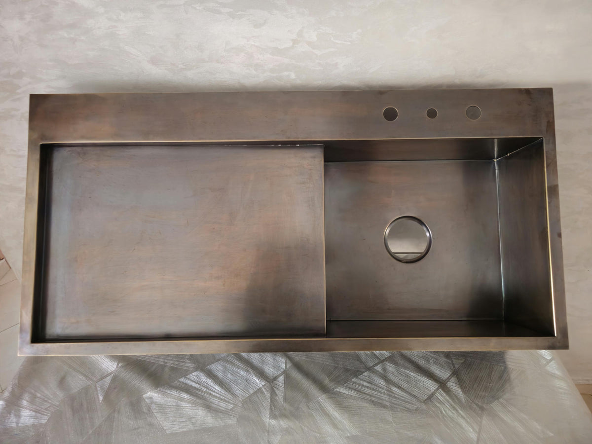 Brass Kitchen Sink with Drainboard