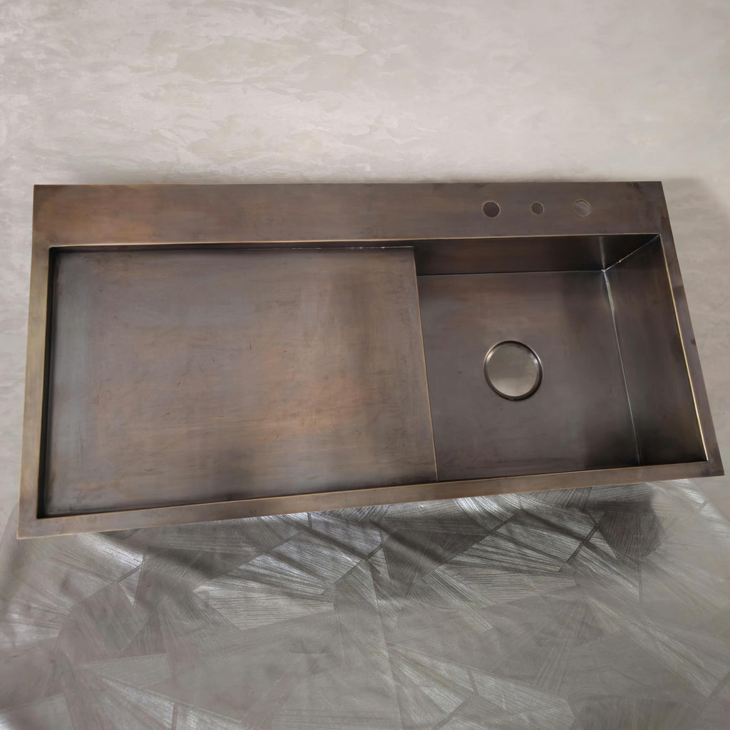 Brass Kitchen Sink with Drainboard
