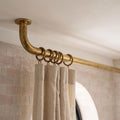Solid Brass Ceiling Curtain Rod, French Return with Rings, Unlacquered Brass Drapery Rod, Ceiling Mount Curtain Rail, Cu