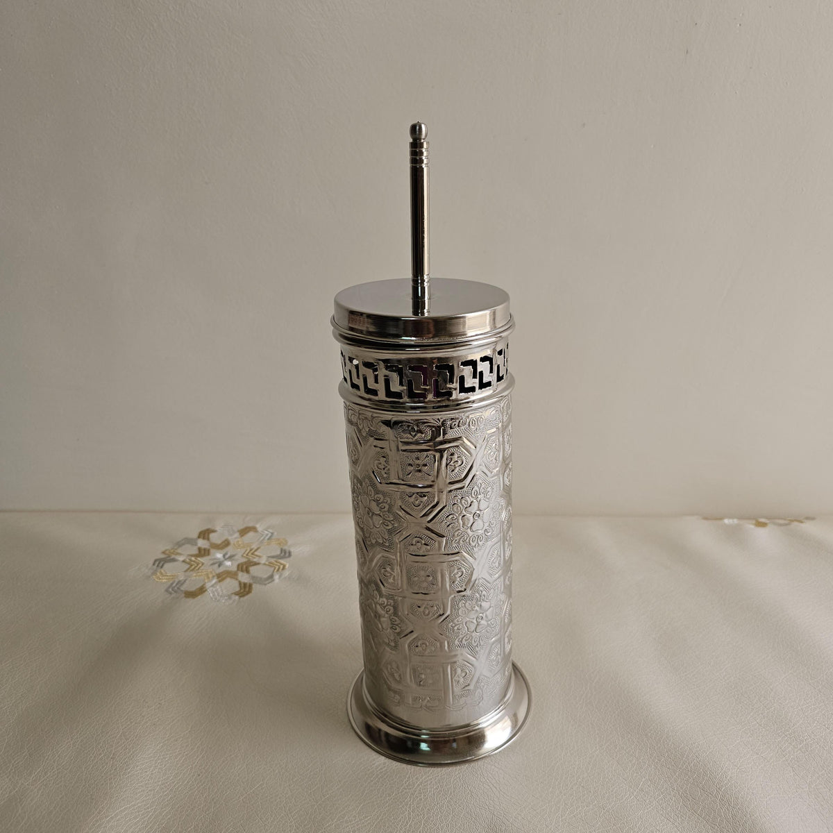 Toilet Brush Holder – Silver Moroccan Bathroom Decor