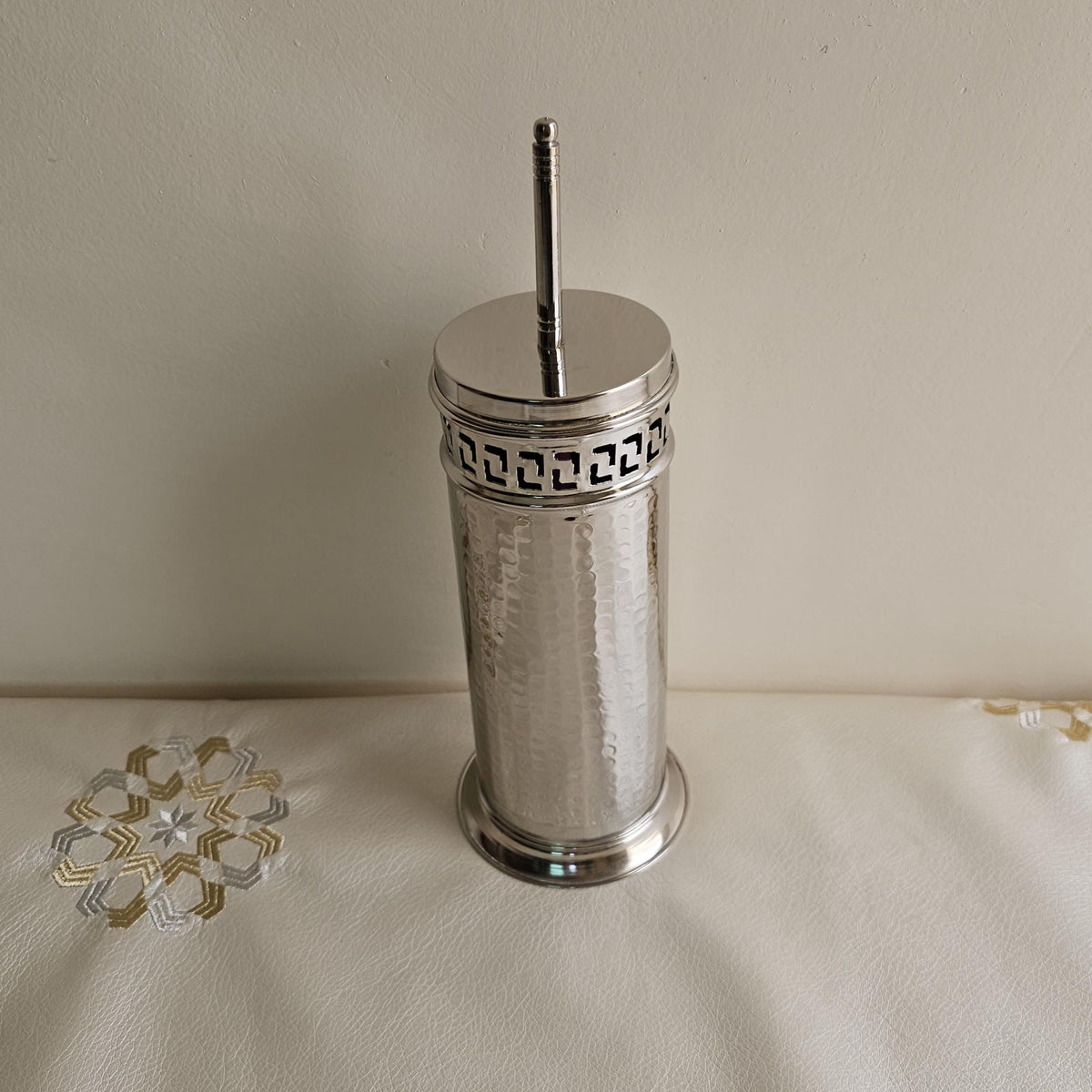 Toilet Brush Holder – Silver Moroccan Bathroom Decor