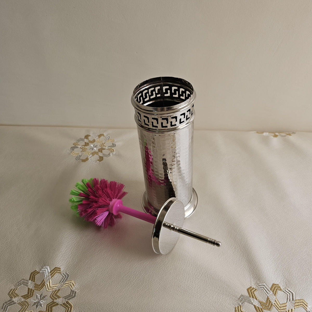 Toilet Brush Holder – Silver Moroccan Bathroom Decor