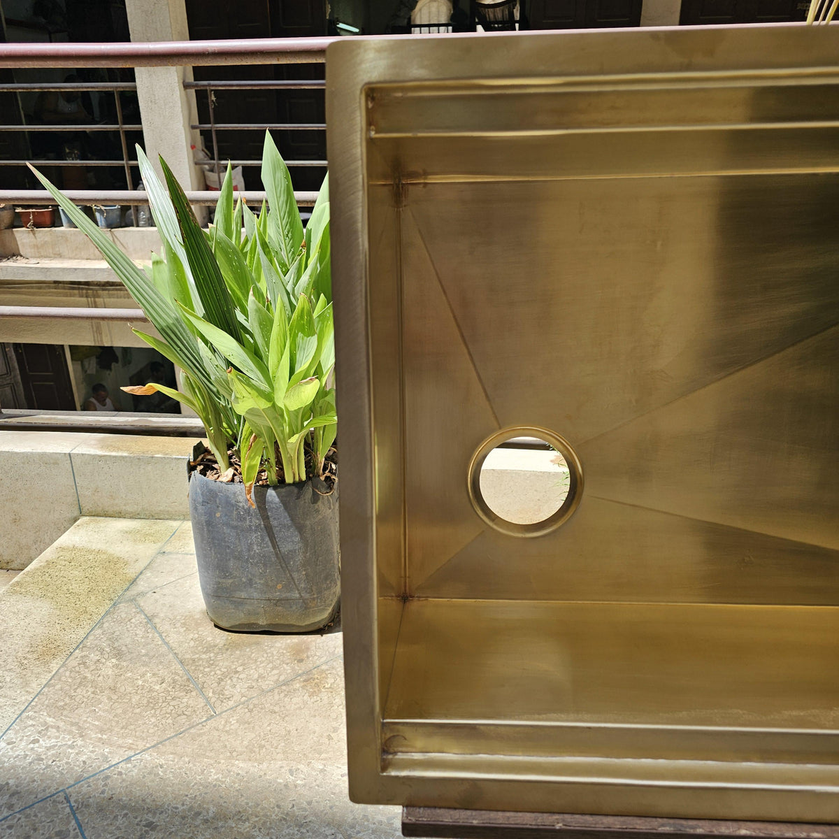 Handmade Unlacquered Brass Kitchen Sink
