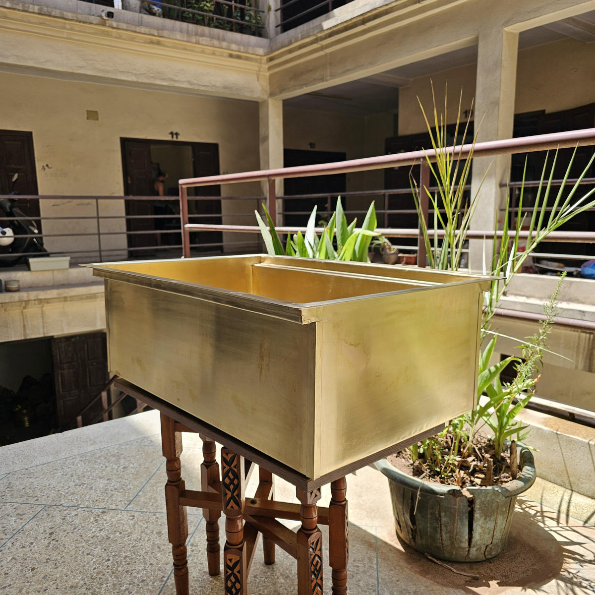 Handmade Unlacquered Brass Kitchen Sink